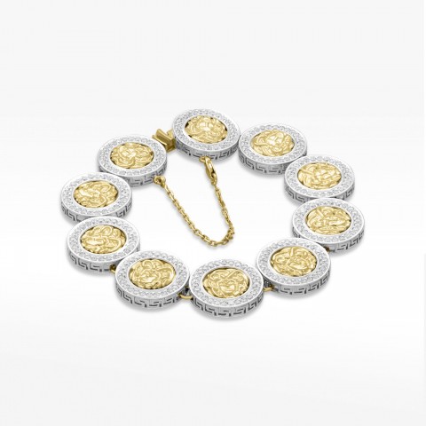 Bransoletka ze złota Medusa z białymi cyrkoniami 19cm