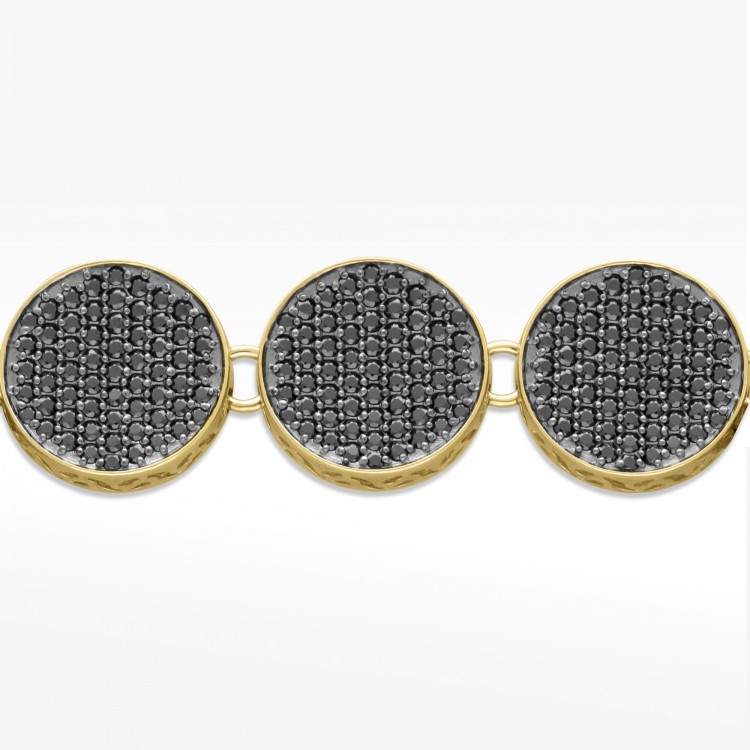 Bransoletka ze złota z czarnymi cyrkoniami 19cm