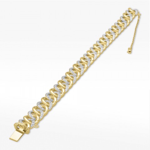 Bransoletka ze złota z białymi cyrkoniami 19cm