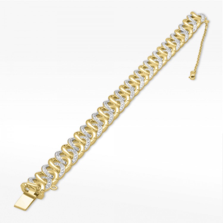 Bransoletka ze złota z białymi cyrkoniami 19cm