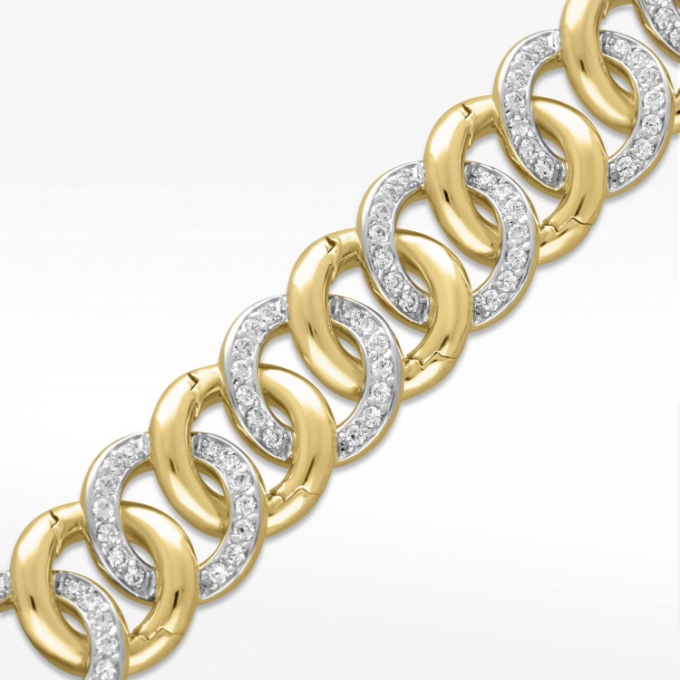 Bransoletka ze złota z białymi cyrkoniami 19cm