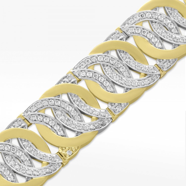 Bransoletka ze złota z białymi cyrkoniami 19cm