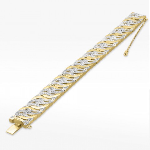 Bransoletka ze złota z białymi cyrkoniami 19cm