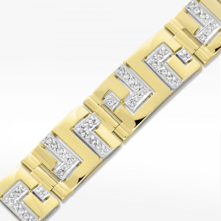 Bransoletka ze złota z białymi cyrkoniami 19cm