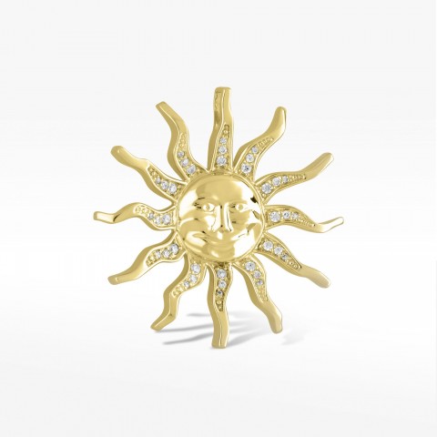 Zawieszka ze złota z białymi cyrkoniami słońce