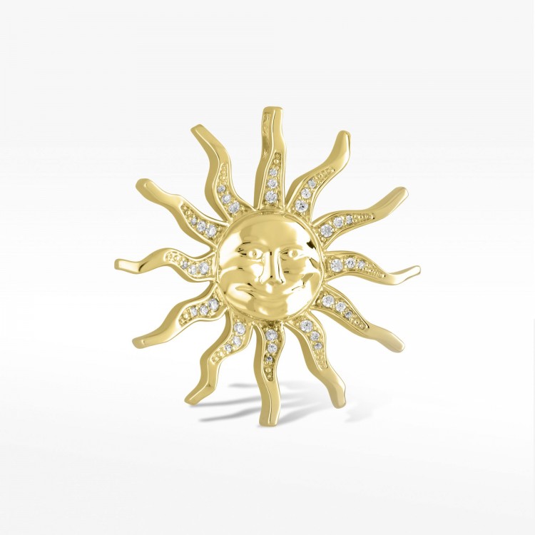 Zawieszka ze złota z białymi cyrkoniami słońce