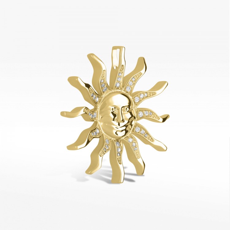 Zawieszka ze złota z białymi cyrkoniami słońce