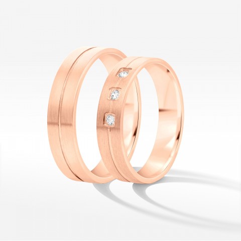 Obrączki ślubne z różowego złota 5mm płaskie