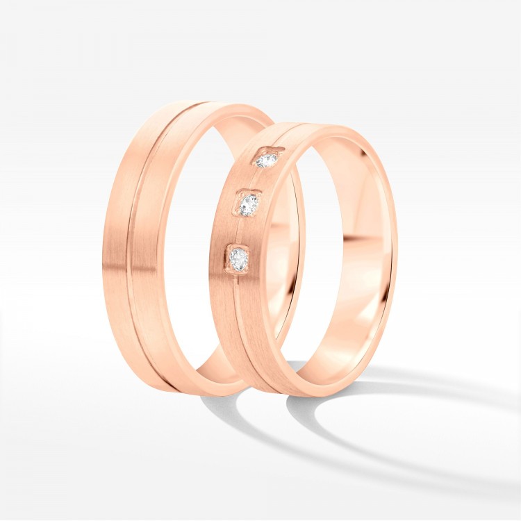 Obrączki ślubne z różowego złota 5mm płaskie