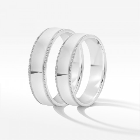 Obrączki ślubne z białego złota 4.5mm półokrągłe