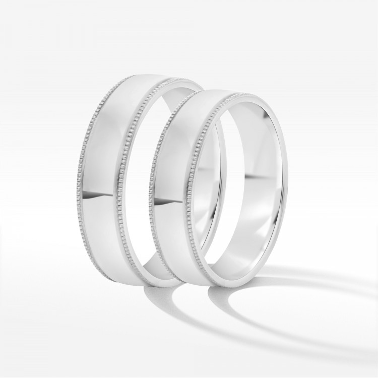 Obrączki ślubne z białego złota 4.5mm półokrągłe