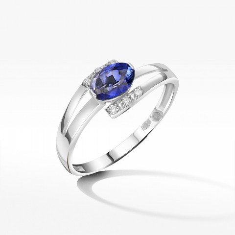 Złoty pierścionek z szafirem