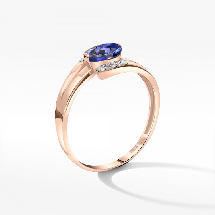 Złoty pierścionek z szafirem