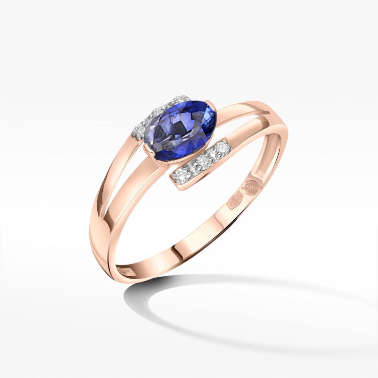 Złoty pierścionek z szafirem