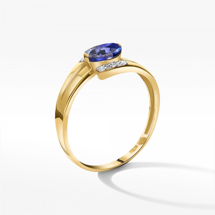 Złoty pierścionek z szafirem