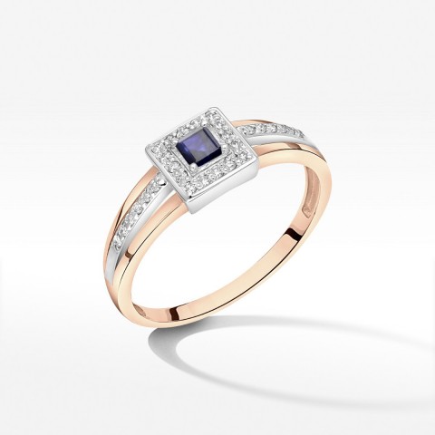 Pierścionek z różowego złota z szafirem