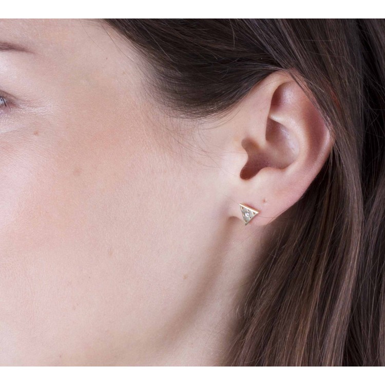 Trójkątne kolczyki ze złota z cyrkonią sztyfty