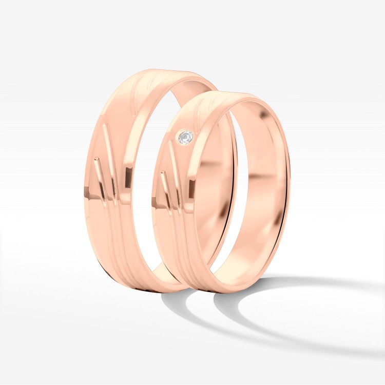 Obrączki ślubne z żółtego złota 5.5mm fazowane