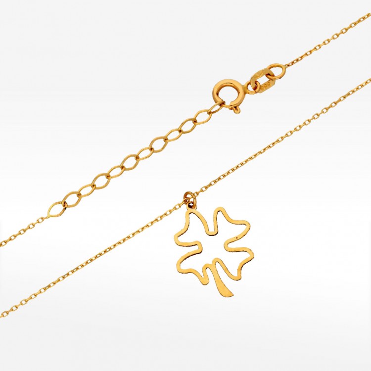 Naszyjnik ze złota z koniczynką 42-45cm