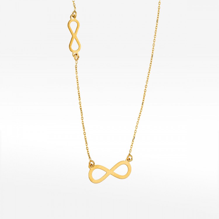 Naszyjnik ze złota z symbolami nieskończoności 42-45cm