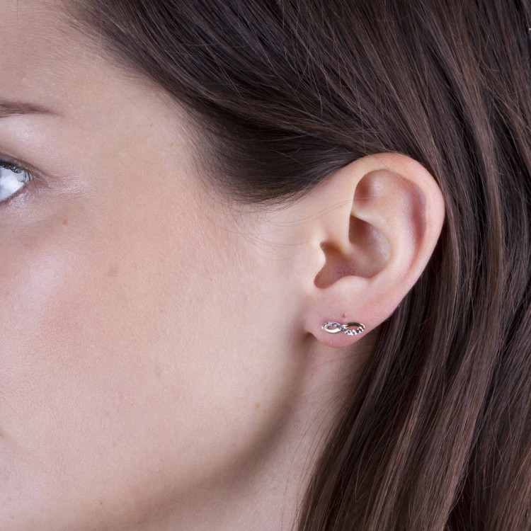 Kolczyki dwukolorowe ze złota symbol nieskończoności sztyfty