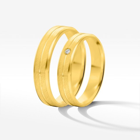 Obrączki ślubne z żółtego złota 5mm fazowane