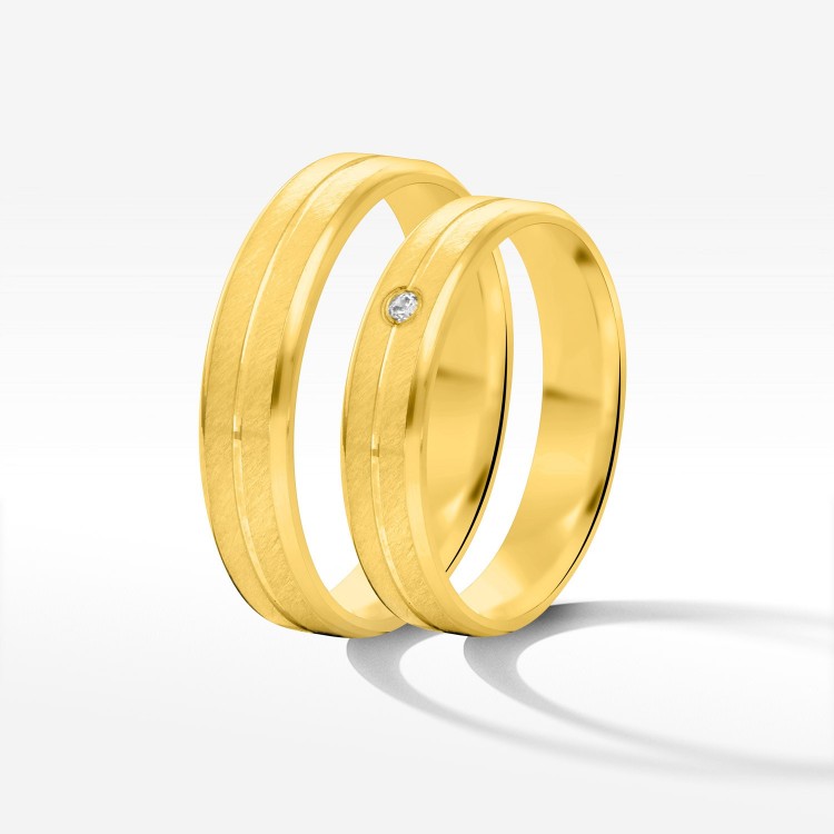 Obrączki ślubne z żółtego złota 5mm fazowane