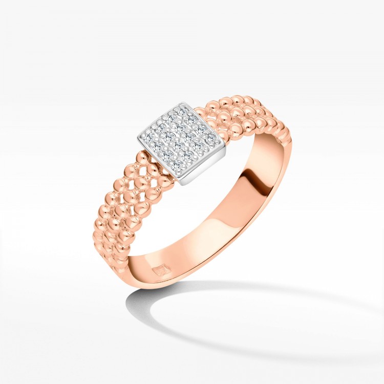 Pierścionek z różowego złota z diamentami