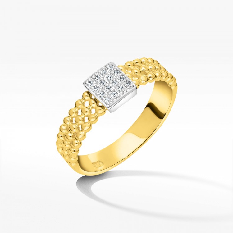 Złoty pierścionek z diamentami