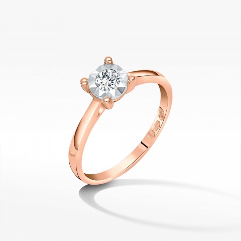 Pierścionek z różowego złota z diamentem