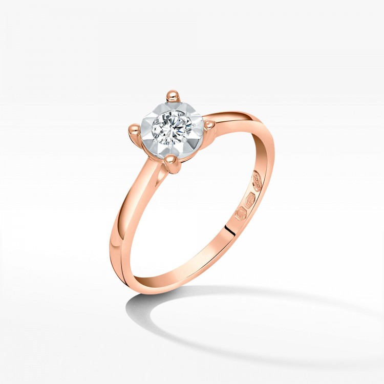 Pierścionek z różowego złota z diamentem