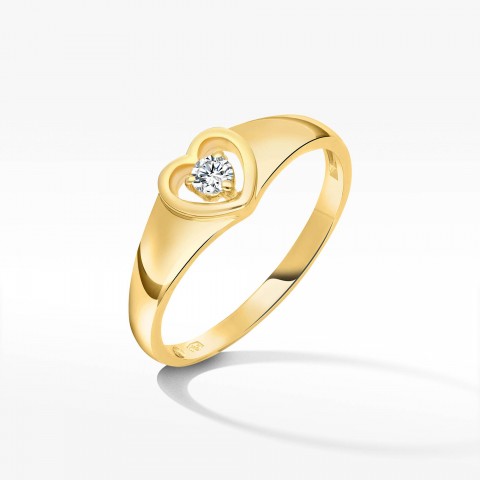 Pierścionek zaręczynowy z diamentem w oprawie w kształcie serca