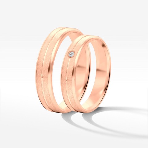 Obrączki ślubne z różowego złota 5mm fazowane