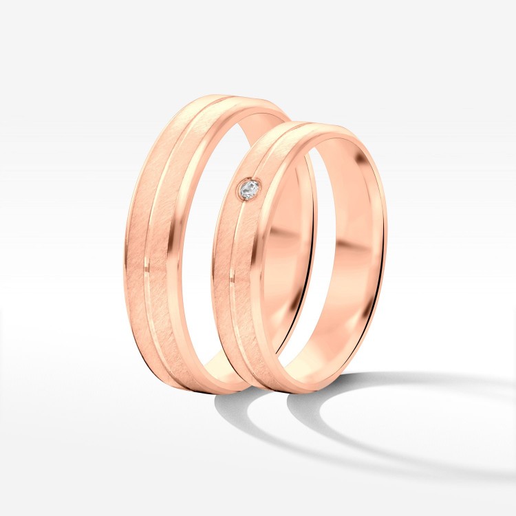 Obrączki ślubne z różowego złota 5mm fazowane