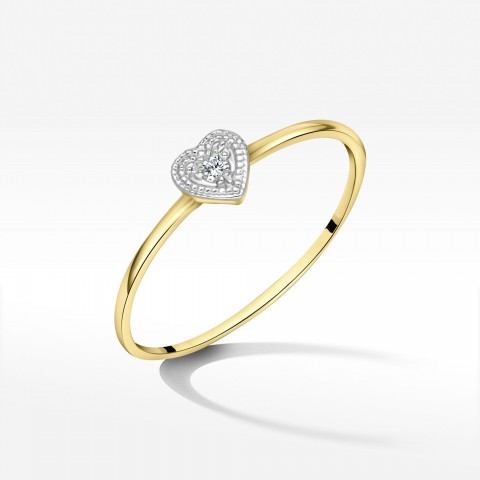 Pierścionek serce z diamentem