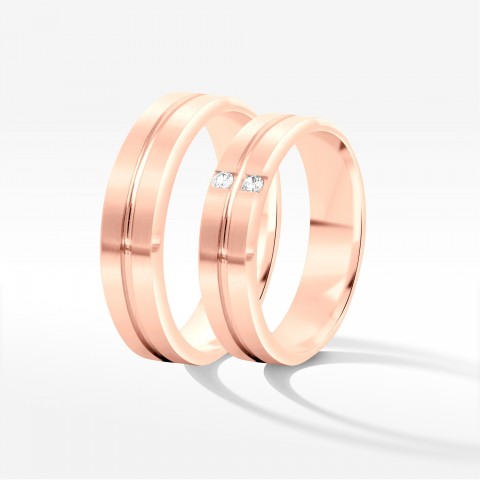 Obrączki ślubne z różowego złota 6mm fazowane