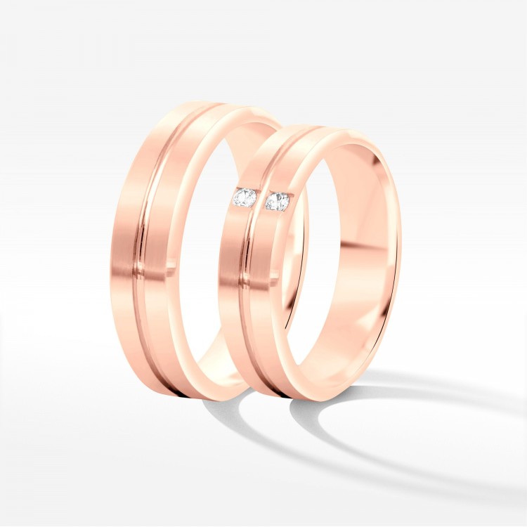Obrączki ślubne z różowego złota 6mm fazowane