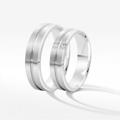 Obrączki ślubne z białego złota 6mm fazowane