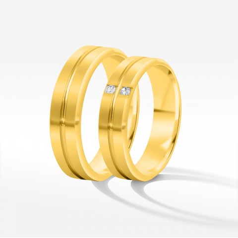 Obrączki ślubne z żółtego złota 6mm fazowane