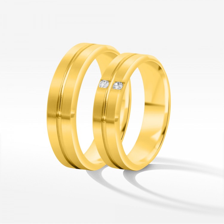 Obrączki ślubne z żółtego złota 6mm fazowane