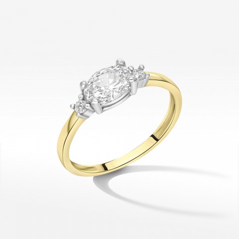 Pierścionek ze złota z białymi cyrkoniami
