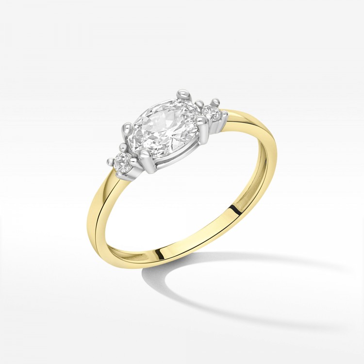 Pierścionek ze złota z białymi cyrkoniami