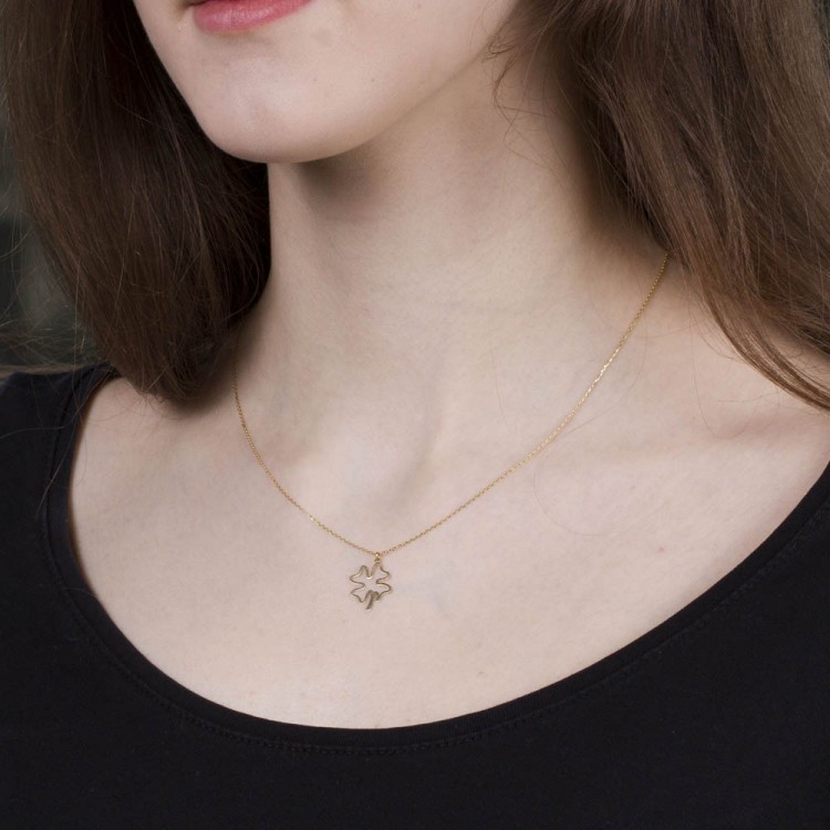 Naszyjnik ze złota z koniczynką 42-45cm