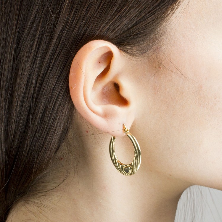 Koczyki ze złota 2.4cm koła z sercem