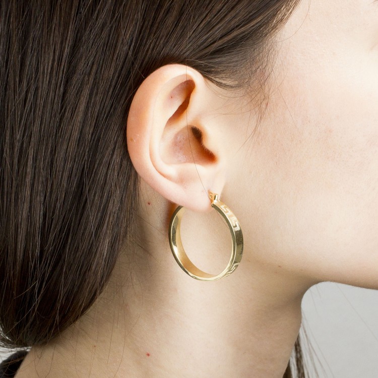 Kolczyki ze złota 2.7cm koła wzór grecki