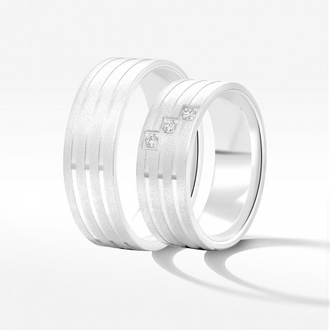 Obrączki ślubne z białego złota 7mm płaskie