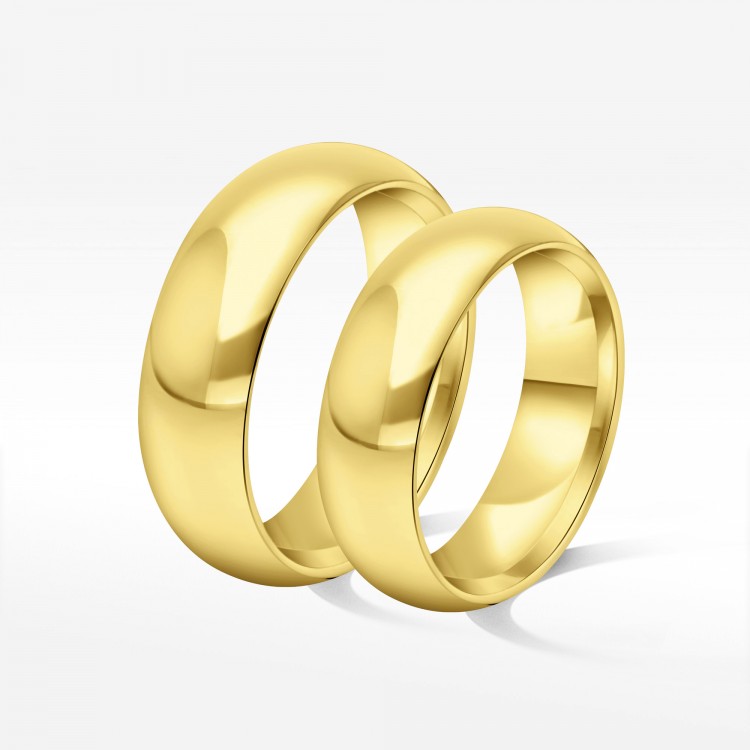 Klasyczne obrączki z żółtego złota 6.5mm półokrągłe