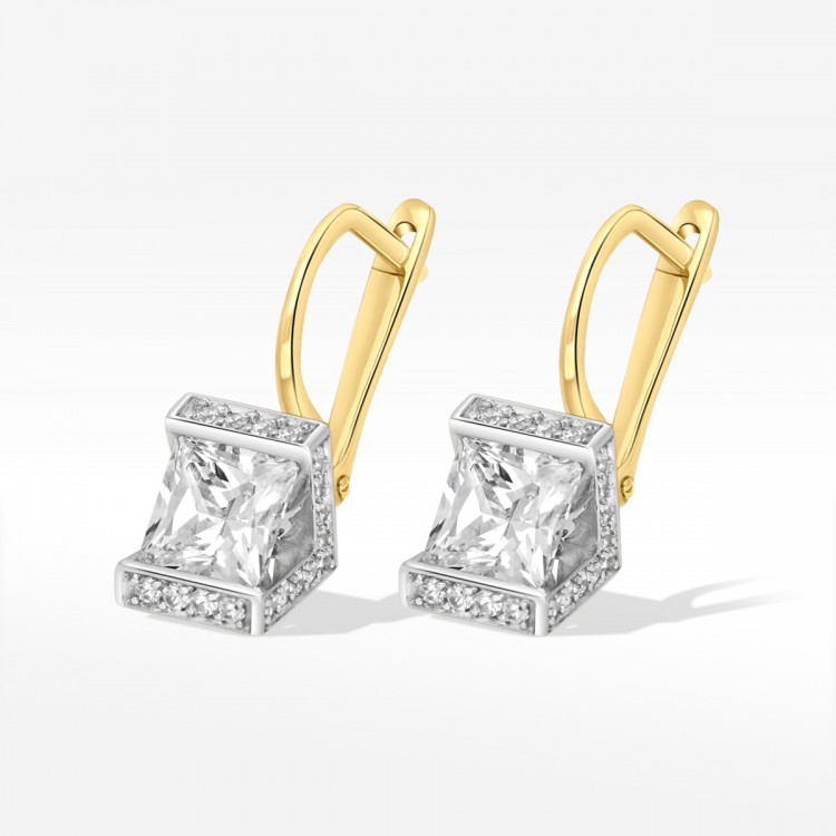 Kolczyki ze złota z białą cyrkonią