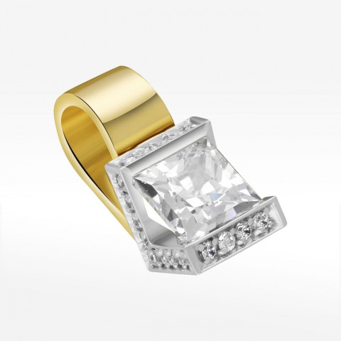 Złota zawieszka w kształcie litery V z cyrkoniami