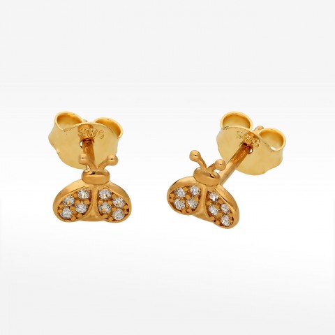 Kolczyki ze złota biedronki z cyrkoniami